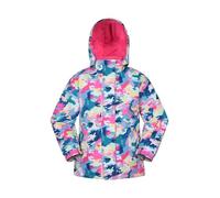Mountain Warehouse Snowdrop Printed Kids Ski Jacket - Waterproof, Integrated Snowskirt, Detachable Hood, Adjustable Cuffs -Best for Snowboarding, Winter Sports Bright Pink Kids Size 11-12 Years