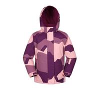 Mountain Warehouse Snowdrop Printed Kids Ski Jacket - Waterproof, Integrated Snowskirt, Detachable Hood, Adjustable Cuffs -Best for Snowboarding, Winter Sports Berry Kids Size 11-12 Years