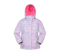 Mountain Warehouse Snowdrop Printed Kids Ski Jacket - Waterproof, Integrated Snowskirt, Detachable Hood, Adjustable Cuffs -Best for Snowboarding, Winter Sports Pale Blue Kids Size 9-10 Years