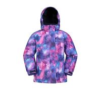 Mountain Warehouse Snowdrop Printed Kids Ski Jacket - Waterproof, Integrated Snowskirt, Detachable Hood, Adjustable Cuffs -Best for Snowboarding, Winter Sports Dark Purple Kids Size 2-3 Years