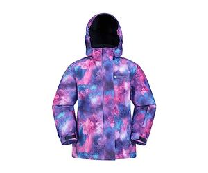 Mountain Warehouse Snowdrop Printed Kids Ski Jacket - Waterproof, Integrated Snowskirt, Detachable Hood, Adjustable Cuffs -Best for Snowboarding, Winter Sports Galaxy Ombre Kids Size 2-3 Years
