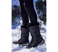 Mountain Warehouse Snowflake Womens Long Snowboots - Faux Fur, High Traction Outsole - Snowproof Winter Shoes Black Adult Shoe Size 6