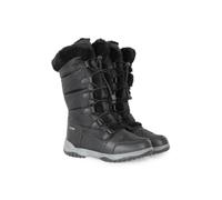 Mountain Warehouse Snowflake Womens Long Snowboots - Faux Fur, High Traction Outsole - Snowproof Winter Shoes Black Adult Shoe Size 4