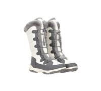 Mountain Warehouse Snowflake Womens Long Snowboots - Faux Fur, High Traction Outsole - Snowproof Winter Shoes White Adult Shoe Size 4