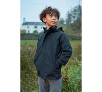 Mountain Warehouse Solar Kids Unisex Waterproof Jacket - Rip Stop Fabric, Taped Seams Adjustable Cuffs, Adjustable Hood, Boys & Girls - Spring Summer, Outdoors Black Kids Size 7-8 Years
