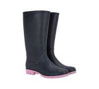 Mountain Warehouse Splash Womens Wellies - Waterproof Ladies Wellington Boots, Textile Lined, Sturdy Grip - Ideal for Festivals, Garden, Walking Dark Blue Adult Shoe Size 4