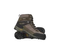Mountain Warehouse 'Storm' Mens Waterproof Boots with Heel & Toe Bumpers IsoGrip Walking Shoes Khaki Textile - Size UK 9