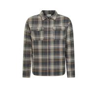 Mountain Warehouse Stream Mens Flannel Lined Checked Shirt with Two Chest Pockets - 100% Cotton - Casual, Warm and Comfortable, Ideal for Walking, The Outdoors and Everyday Use Dark Khaki 3XL