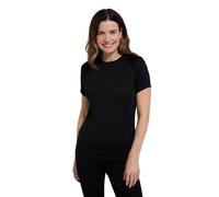 Mountain Warehouse Summit Womens Merino Thermal Top - Moisture Wicking, Anti-Bacterial & Quick Drying Ladies Baselayer - Spring Summer, Outdoors, Travelling & Hiking Black Women's Size 6