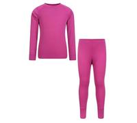 Mountain Warehouse Talus Kids Plain Base Layer Set - Isotherm, Quick Dry & Moisture Wicking Top, Boys & Girls - Autumn Winter, Outdoors, Travelling & Hiking Bright Pink Kids Size 7-8 Years