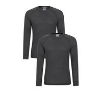 Mountain Warehouse Talus Mens Long Sleeved Baselayer Multipack - Isotherm, Lightweight, Warm - Best for Winter, Skiing, Snowboarding Charcoal (2 Pack) XL