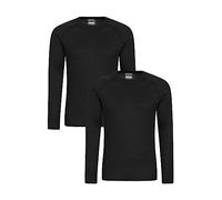 Mountain Warehouse Talus Mens Long Sleeved Baselayer Multipack - Isotherm, Lightweight, Warm - Best for Winter, Skiing, Snowboarding Black (2 Pack) 4XL