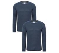 Mountain Warehouse Talus Mens Long Sleeved Baselayer Multipack - Isotherm, Lightweight, Warm - Best for Winter, Skiing, Snowboarding Navy (2 Pack) M