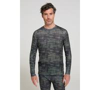 Mountain Warehouse 'Talus' Mens Printed Round Neck Top Quick Dry Winter Base Layer Khaki - Size 2XS