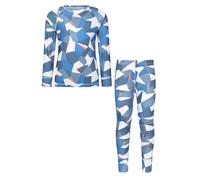 Mountain Warehouse Talus Printed Kids Top & Pant - Lightweight Baselayer Girls & Boys Winter Set, Quick Dry Bottom & Tee, Wicking - Best for Winter, Outdoor, Travelling Cobalt Kids Size 11-12 Years