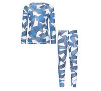 Mountain Warehouse Talus Printed Kids Top & Pant - Lightweight Baselayer Girls & Boys Winter Set, Quick Dry Bottom & Tee, Wicking - Best for Winter, Outdoor, Travelling Cobalt Kids Size 11-12 Years