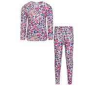 Mountain Warehouse Talus Printed Kids Top & Pant - Lightweight Baselayer Girls & Boys Winter Set, Quick Dry Bottom & Tee, Wicking - Best for Winter, Outdoor, Travelling Bright Pink Kids Size 3-4 Years