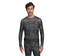 Mountain Warehouse Talus Printed Round Neck Mens Top - Fast Wicking Thermal Base Layer, Long Sleeves, Fast Dry Sweater, Lightweight - for Camping, Hiking Khaki (Printed) XL