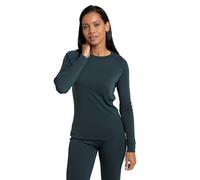 Mountain Warehouse Talus Womens Long Sleeves Baselayer Top - Thermal Underwear, Lightweight, Breathable, Warm & Easy Care - Autumn, Winter & Outdoors Dark Green (Round Neck) Women's Size 10
