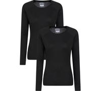 Mountain Warehouse Talus Womens Round Neck Tops - Multipack Ladies Thermal Tee, Lightweight, Quick Drying - Best for, Skiing, Snowboarding to wear as a Baselayer Black (2 Pack) Women's Size 18