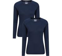 Mountain Warehouse Talus Womens Round Neck Tops - Multipack Ladies Thermal Tee, Lightweight, Quick Drying - Best for, Skiing, Snowboarding to wear as a Baselayer Navy (2 Pack) Women's Size 10