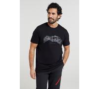Mountain Warehouse 'Tech Mountains' Mens T-Shirt Cotton Breathable Comfy Tee Black - Size X-Small