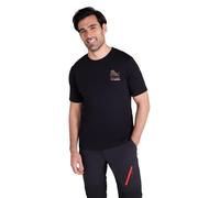 Mountain Warehouse Tech Mountains Mens T-Shirt - Cotton Casual Top, UV Protection Tee Shirt - for Summer, Outdoors, Camping & Hiking Black (Tech Mountains) XXS