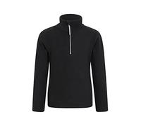 Mountain Warehouse Teddy Kids Unisex Half-Zip Fleece - Lightweight Breathable, Warm & Cosy, Sweatshirt For Boys & Girls - Best for Spring Summer & Outdoors Black Kids Size 3-4 Years