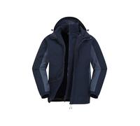 Mountain Warehouse Thunderstorm Mens 3 in 1 Jacket - Breathable Mens Coat, Waterproof Rain Coat, Taped Seams, Detachable Inner Fleece Rain Jacket - Spring Summer Dark Blue L