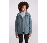 Mountain Warehouse 'Thunderstorm' Womens 3 in 1 Jacket Waterproof Inner Fleece Hooded Winter Coat Olive Polyamide - Size 10 UK