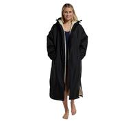 Mountain Warehouse Tidal Womens Waterproof Changing Robe - IsoTherm & UPF 50+ Windproof Ladies Poncho with Taped Seams - Wet Weather & Swimming Black (01) M