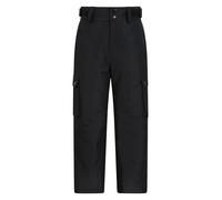 Mountain Warehouse Titan Kids Cargo Snow Pants - Waterproof Integrated Ankle Gaiter & Reinforced Knees, Boys & Girls Salopettes - Winter Skiing, Winter Sports, Walking Black Kids Size 7-8 Years