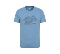 Mountain Warehouse Tonal Mountain Mens Cotton T-Shirt - Lightweight, Breathable & UV Protect Casual Tee - Autumn, Winter Outdoors, Holiday, Walking, Hiking Blue XS