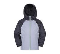Mountain Warehouse Torrent II Kids Waterproof Jacket - Ripstop Outer Rain Coat, Taped Seams, Zipped Pockets - Spring Summer, Travelling, Camping Alloy Grey (Lightweight) Kids Size 7-8 Years