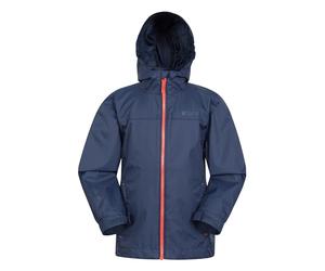 Mountain Warehouse Torrent Kids Waterproof Rain Jacket - Taped Seams Raincoat, Lightweight, Breathable, Girls & Boys - Spring Summer, Wet Weather, Walking Dark Blue Kids Size 5-6 Years