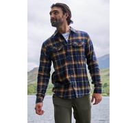 Mountain Warehouse Trace Mens Flannel Long Sleeve Shirt - Lightweight & Breathable Casual Checks Shirt in 100% Cotton with Buttoned Front Pockets - for Travel & Walking Bright Blue 2XL