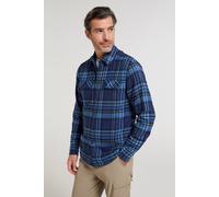 Mountain Warehouse Trace Mens Flannel Long Sleeve Shirt - Lightweight & Breathable Casual Checks Shirt in 100% Cotton with Buttoned Front Pockets - for Travel & Walking Dark Blue XXS