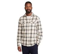 Mountain Warehouse Trace Mens Flannel Long Sleeve Shirt - Lightweight & Breathable Casual Checks Shirt in 100% Cotton with Buttoned Front Pockets - for Travel & Walking Off White XS