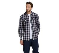 Mountain Warehouse Trace Mens Flannel Long Sleeve Shirt - Lightweight & Breathable Casual Checks Shirt in 100% Cotton with Buttoned Front Pockets - for Travel & Walking Blue XL