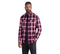 Mountain Warehouse Trace Mens Flannel Long Sleeve Shirt - Lightweight & Breathable Casual Checks Shirt in 100% Cotton with Buttoned Front Pockets - for Travel & Walking Berry 2XL