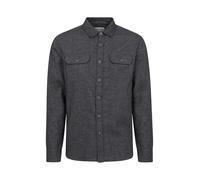 Mountain Warehouse Trace Mens Flannel Long Sleeve Shirt - Lightweight & Breathable Casual Checks Shirt in 100% Cotton with Buttoned Front Pockets - for Travel & Walking Dark Grey 2XL