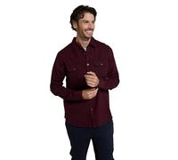 Mountain Warehouse Trace Mens Flannel Long Sleeve Shirt - Lightweight & Breathable Casual Checks Shirt in 100% Cotton with Buttoned Front Pockets - for Travel & Walking Dark Burgundy XL