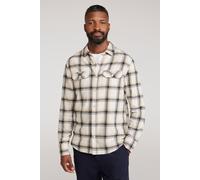 Mountain Warehouse Trace Mens Flannel Long Sleeve Shirt - Lightweight & Breathable Casual Checks Shirt in 100% Cotton with Buttoned Front Pockets - for Travel & Walking Off White 4XL