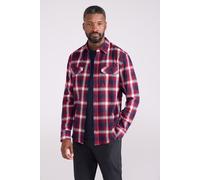 Mountain Warehouse Trace Mens Flannel Long Sleeve Shirt - Lightweight, Breathable Casual Checks Shirt in 100% Cotton, Buttoned Front Pockets - Spring Summer Berry XL