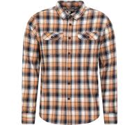 Mountain Warehouse Trace Mens Flannel Long Sleeve Shirt - Lightweight & Breathable Casual Checks Shirt in 100% Cotton with Buttoned Front Pockets - for Travel & Walking Mustard XXS