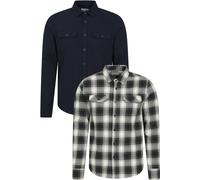 Mountain Warehouse Trace Mens Flannel Shirt Casual Long Sleeve Cotton Top 2 Pack
