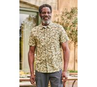 Mountain Warehouse Tropical Printed Mens Short Sleeved Shirt - Lightweight, Easy Care, Casual Wear - for Spring Summer, Camping, Travelling Khaki XL