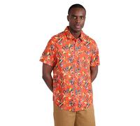 Mountain Warehouse Tropical Printed Mens Short Sleeved Shirt - Lightweight, Easy Care, Casual Wear - for Spring Summer, Camping, Travelling Orange M
