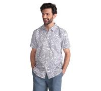 Mountain Warehouse Tropical Printed Mens Short Sleeved Shirt - Lightweight, Easy Care, Casual Wear - for Spring Summer, Camping, Travelling Grey S