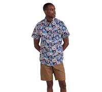 Mountain Warehouse Tropical Printed Mens Short Sleeved Shirt - Lightweight, Easy Care, Casual Wear - for Spring Summer, Camping, Travelling Blue M